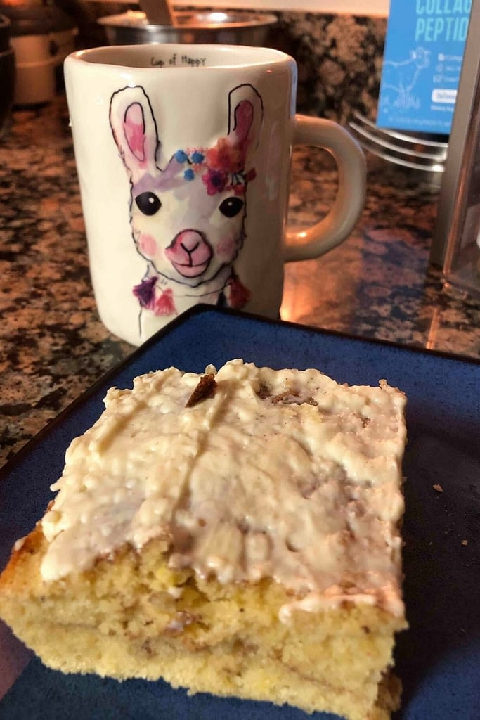 Put on a fresh pot of coffee and enjoy a slice of this scrumptious Keto Cinnamon Coffee Cake. I made mine with collagen, protein powder, and MCT Oil but none of those are required if you don’t wish to use them.